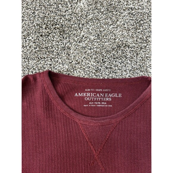 American Eagle Long Sleeve Shirt Maroon 100% Cotton Men's XLT - Picture 5 of 10